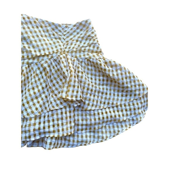 H&M | Women's Gold & White Gingham | Pleated | Layered | Mini Skirt | Size:4 - Picture 4 of 13